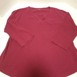 Kim Rogers Women’s XL Plum Long Sleeve Split Neck Knit Top Casual Soft Shirt